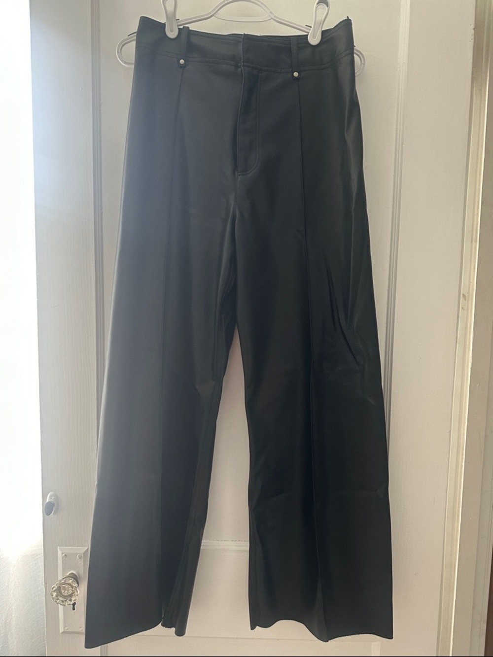 Zara Black Wide-Leg Faux Leather Pants